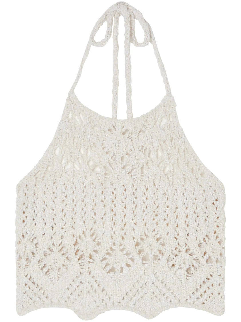 Alanui Intricate Crochet Halter Top With Scalloped Hem