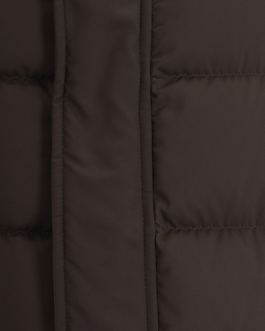 Herno Dark Taupe Quilted Zip-Up Polyester Bomber Jacket