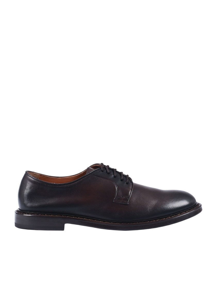 Doucal's Calfskin Leather Polished Derby Shoes