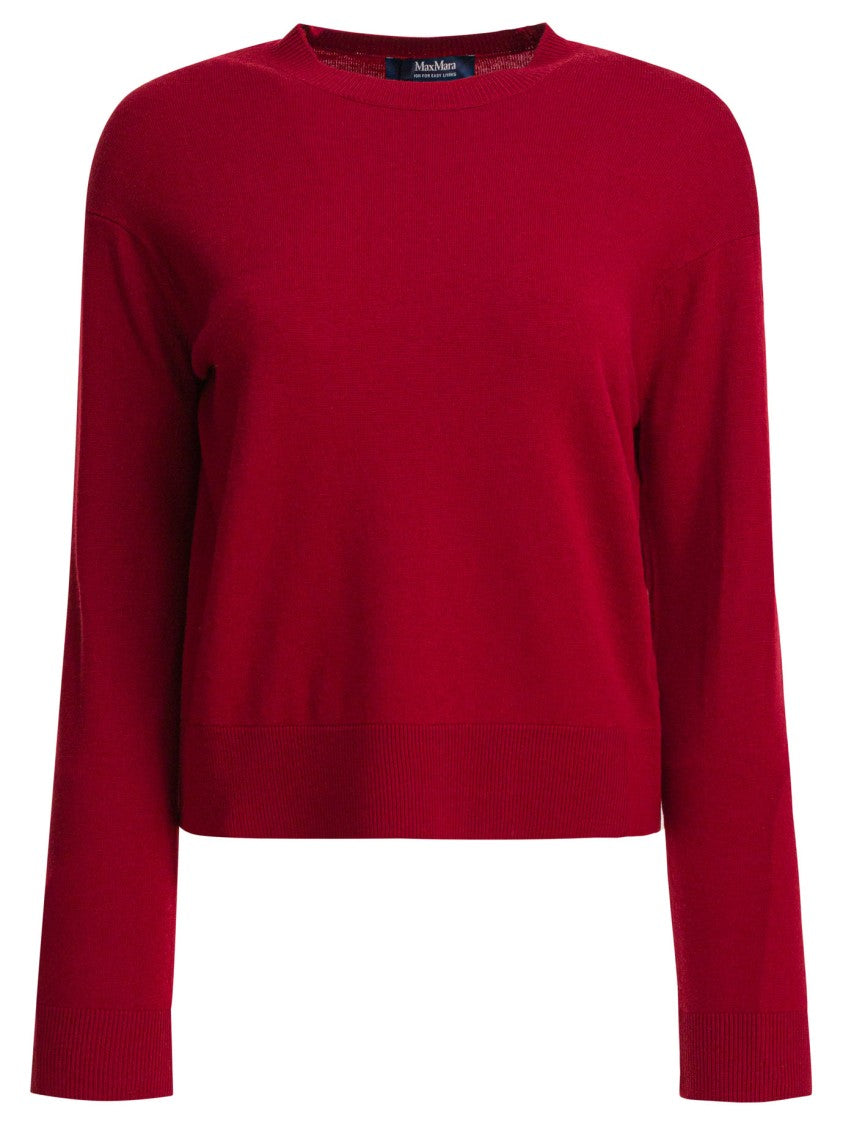 Max Mara Red Wool Top With Elbow Patches
