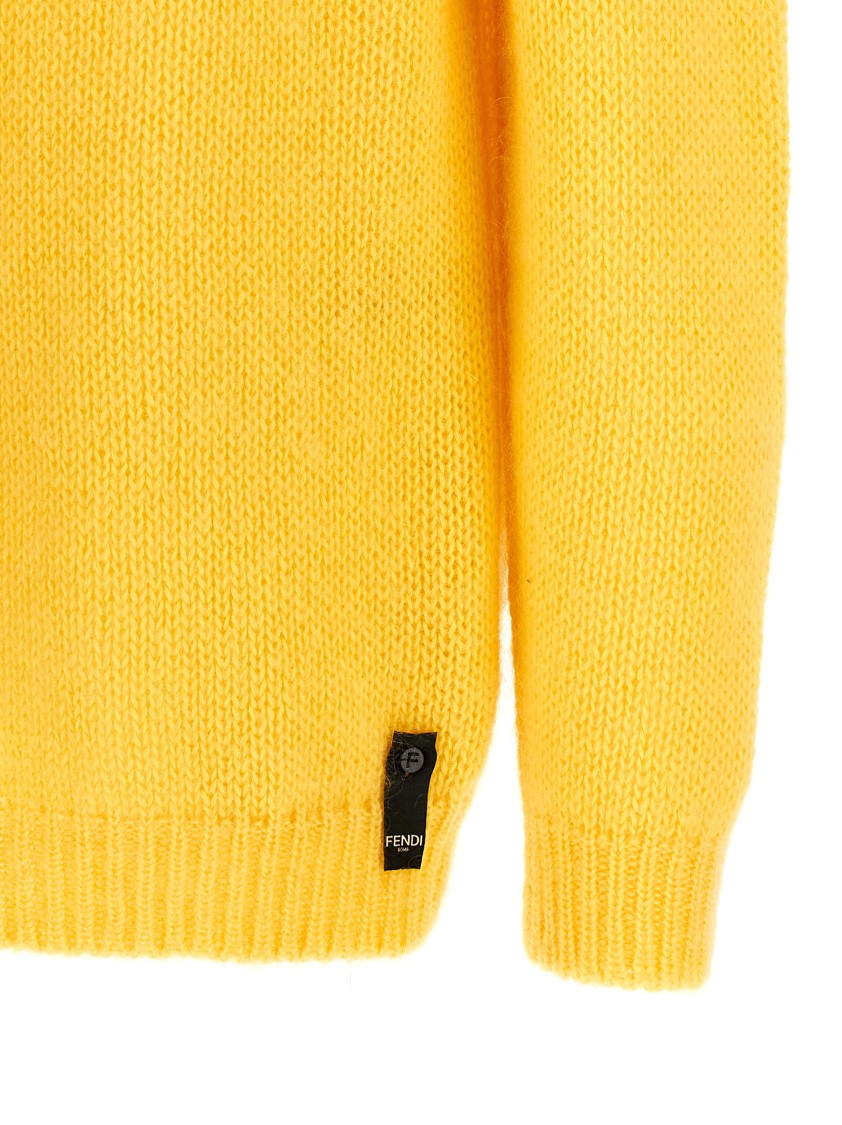 Fendi Mohair Blend Sweater With Pleated Detail