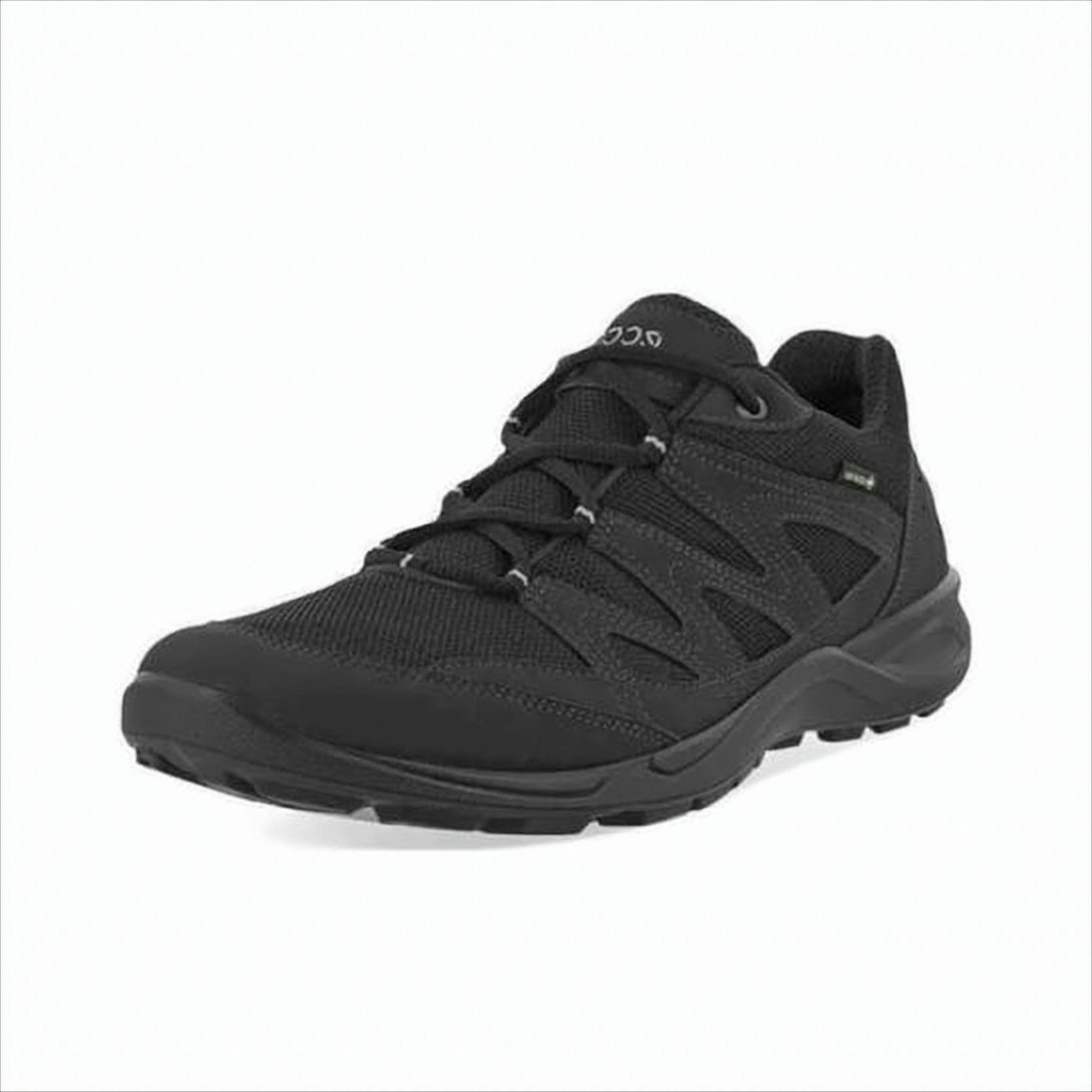 Ecco Low-Profile Black Sneakers With Breathable Mesh Upper