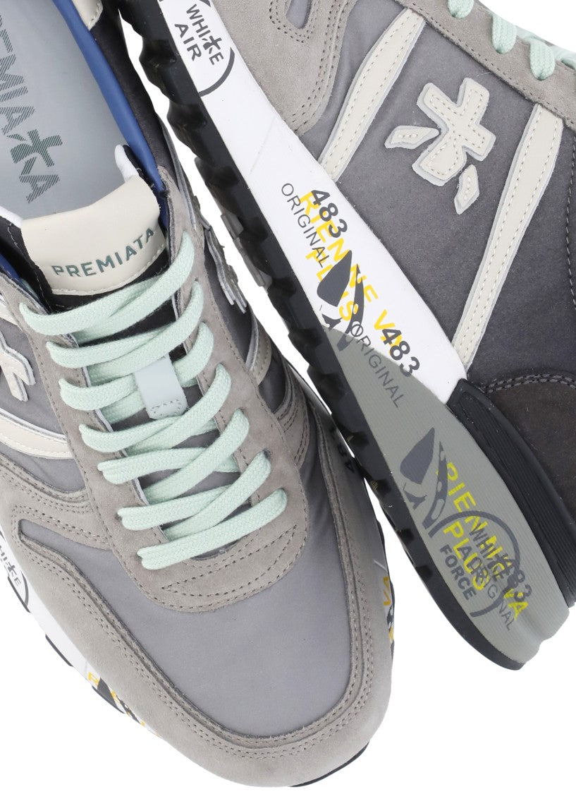 Premiata Grey Lander 4586 Leather-Blend Sneakers