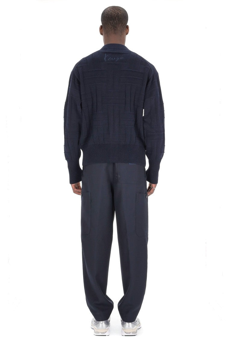 Kenzo Cropped Fit Weave Wool Cardigan