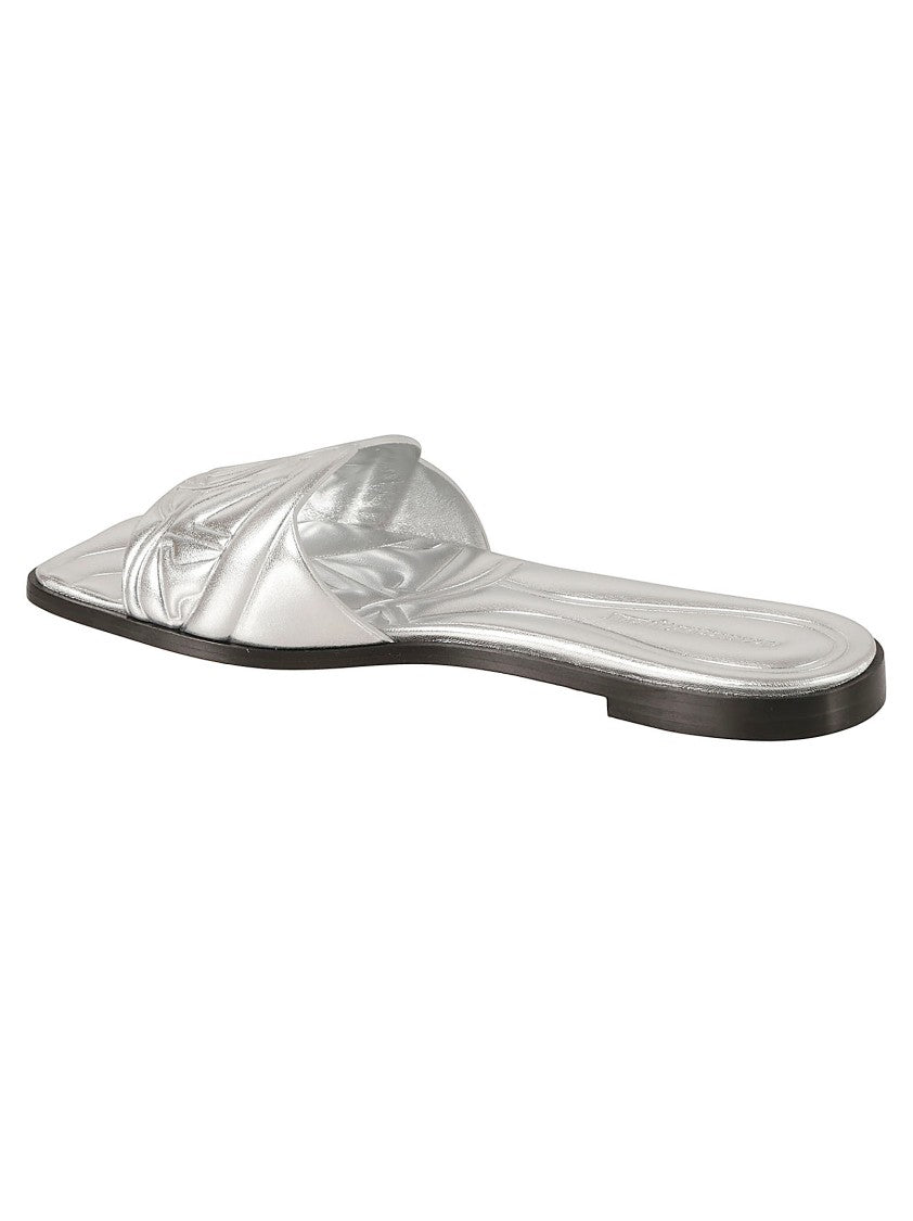 Alexander Mcqueen Silver Sandals With Draped Upper