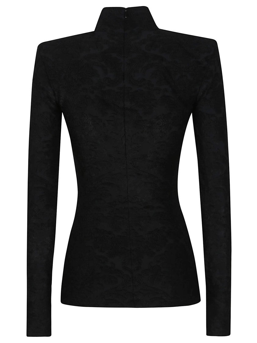 Balmain Baroque Bouclette Motif Black Top