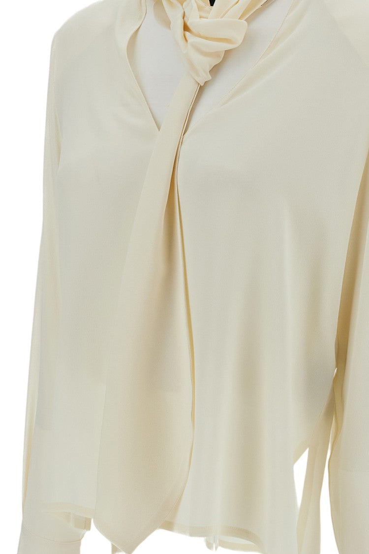 Federica Tosi Silk-Blend V-Neck Integrated Scarf Blouse
