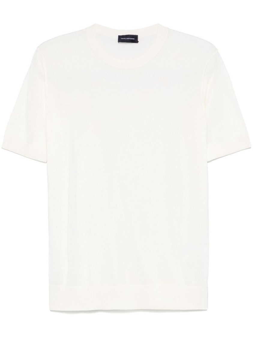 Tagliatore Minimalist White T-Shirt With Classic Crew Neckline