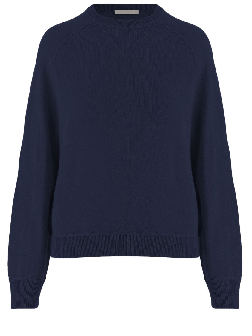 Allude Navy Blue Wool And Cashmere Sweater