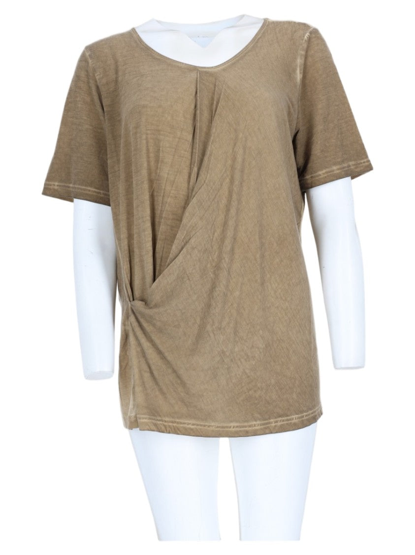 Uma Wang Beige Draped Short-Sleeve Modal-Blend Top