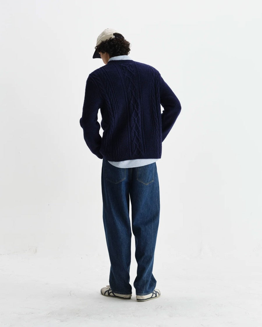 Wax London Textured Cable Knit Crewneck Sweater