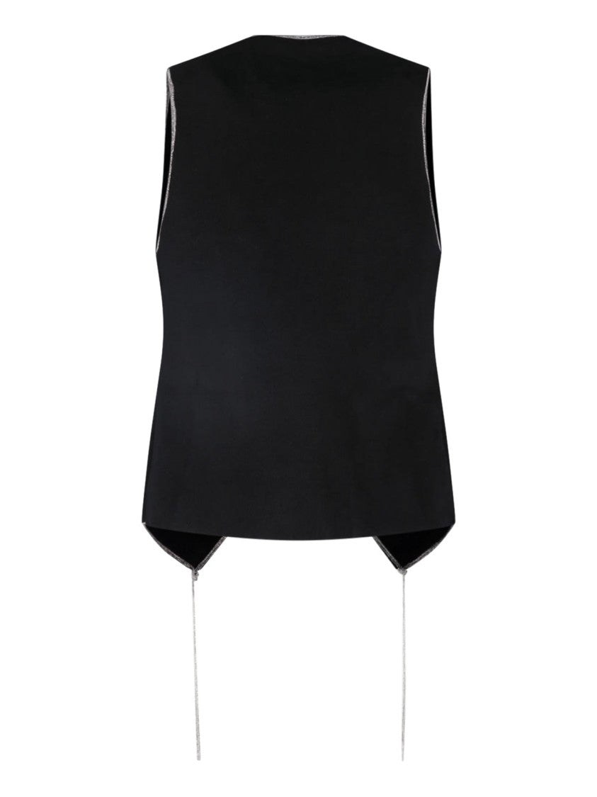 Giorgio Armani Black Viscose Gilet With Rhinestone Detailing