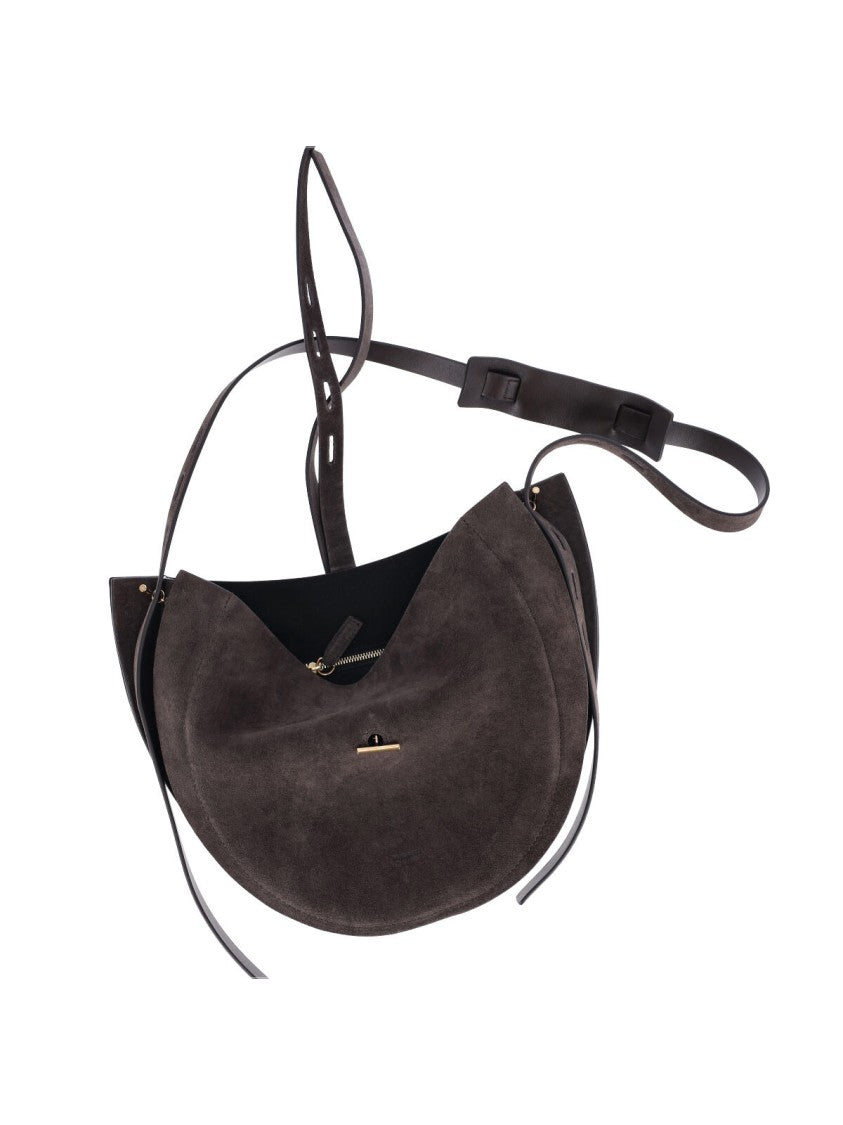 Minobossi Brown Lizzie Calfskin Suede Top-Handle Shoulder Bag