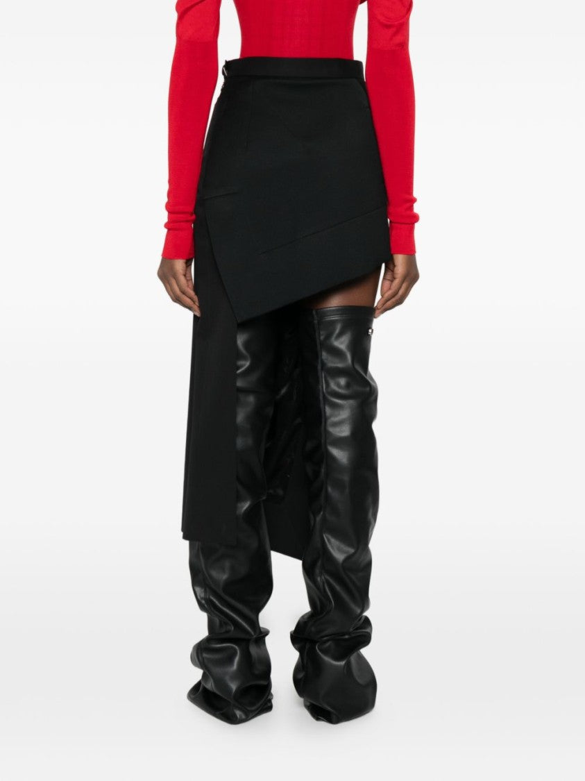 Vivienne Westwood Asymmetrical Black Midi Skirt With Layered Design And Chain Detail