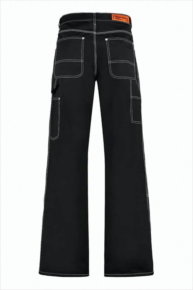 Heron Preston Wide-Leg Casual Pants With Contrast Stitching And Utility Pockets