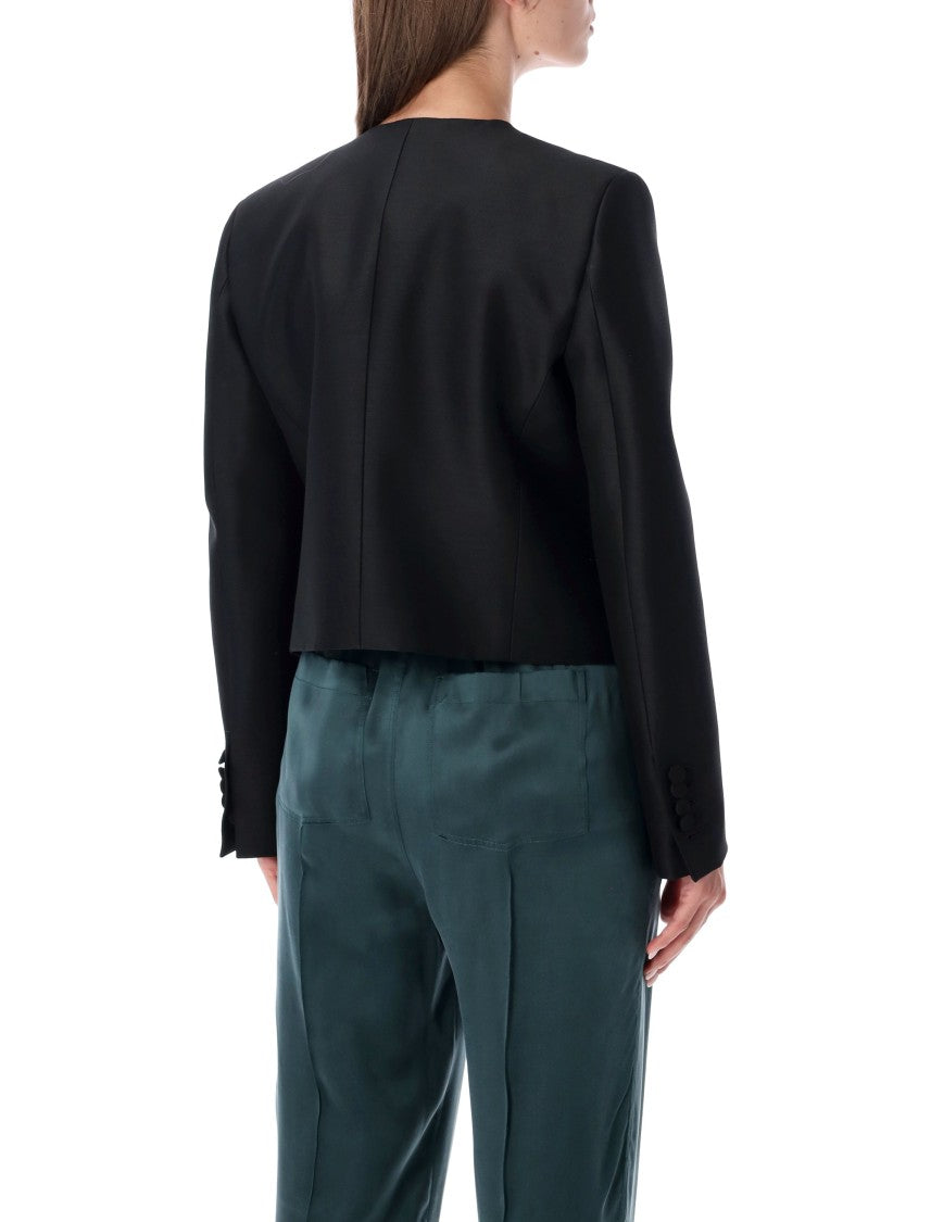 Tom Ford Wool-Silk Short Collarless Blazer