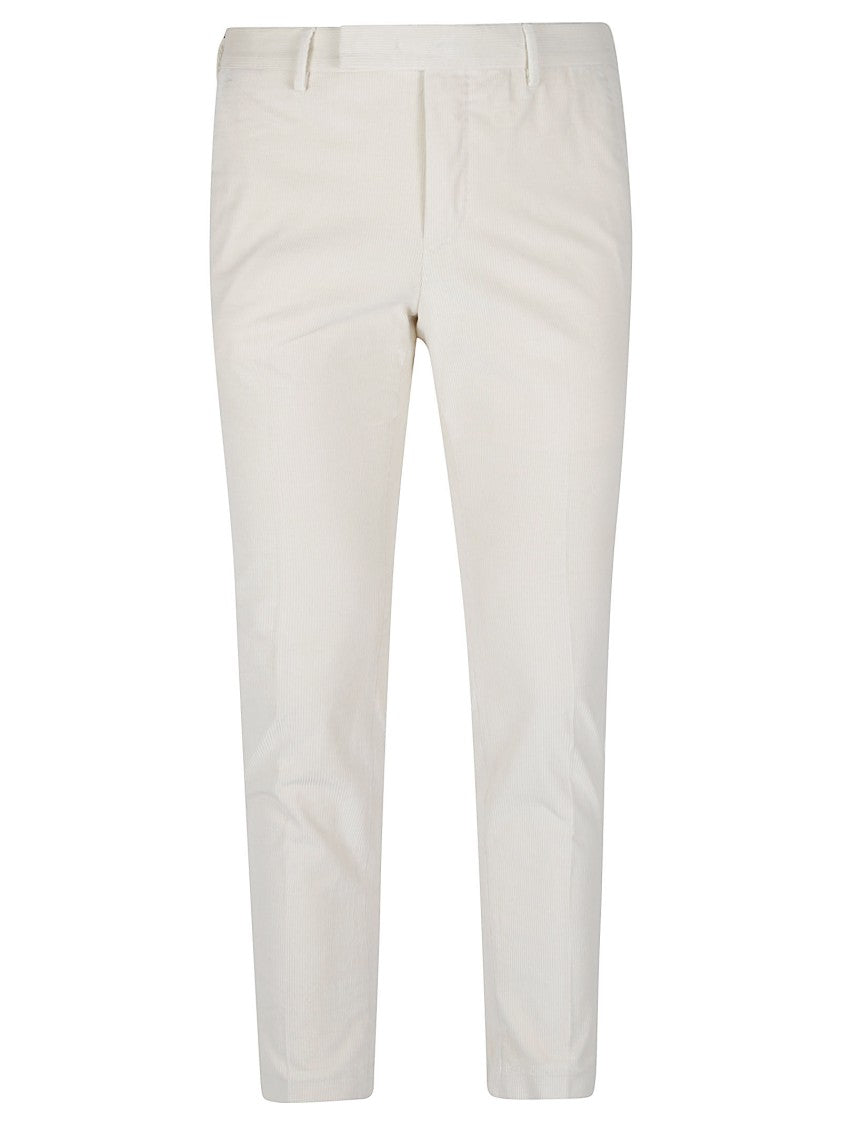 Pt Torino White Dieci Slim Tailored Cotton Pants