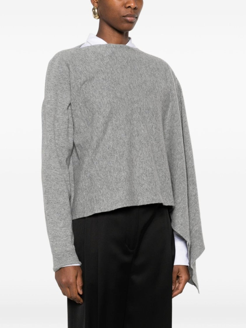 Jil Sander Gray Asymmetrical Shape Draped Sweater