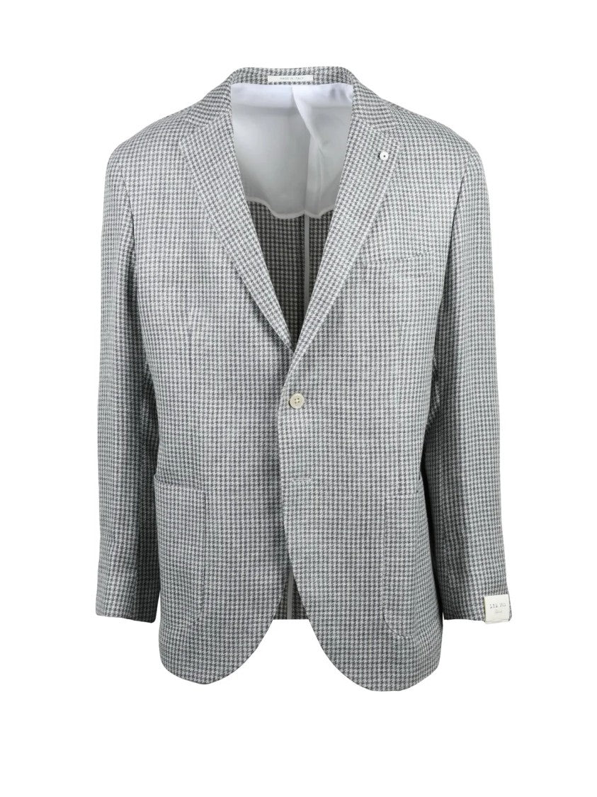L.B.M. 1911 White Grey Linen Silk Cotton Blazer Jacket