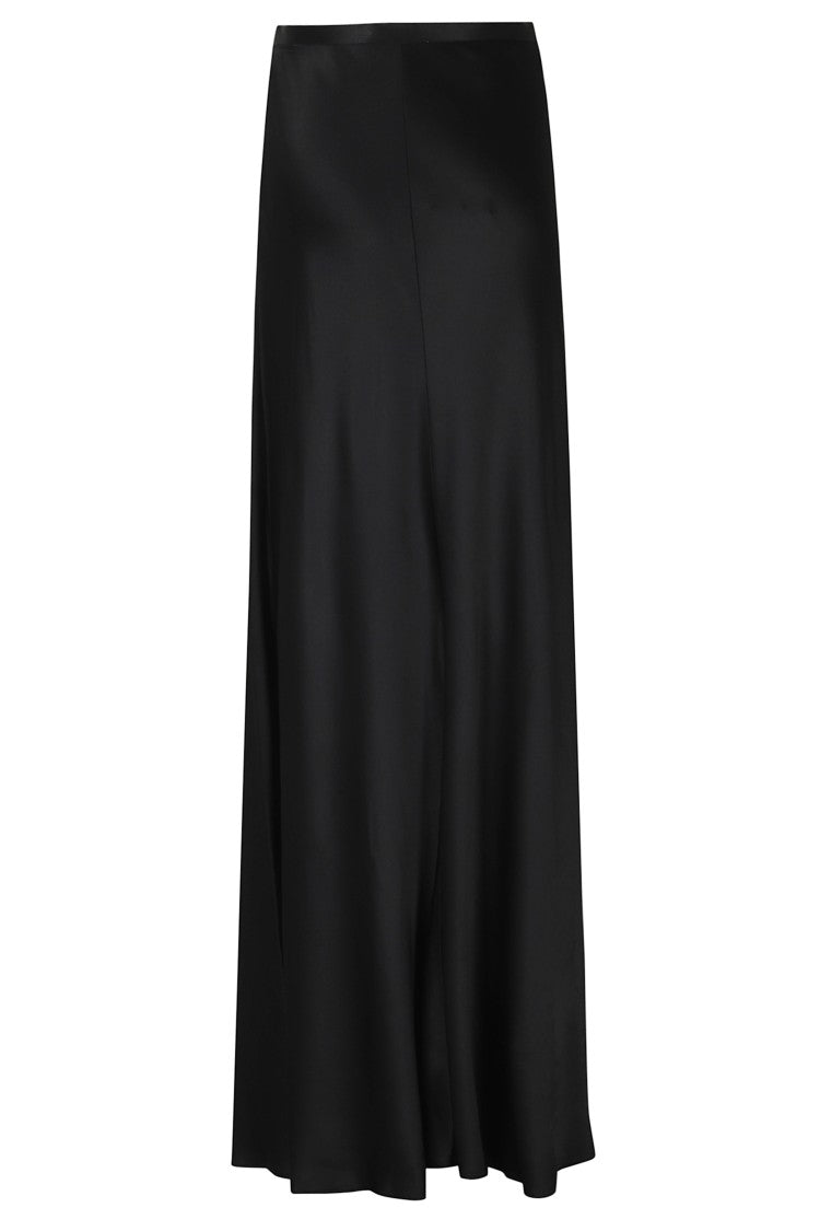 Alberta Ferretti Black Enver Satin Midi Viscose Skirt