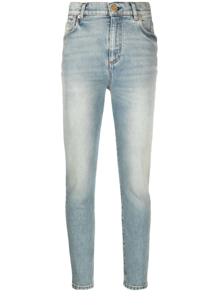 Balmain Blue Mid-Rise Classic Five-Pocket Cotton-Blend Skinny Jeans