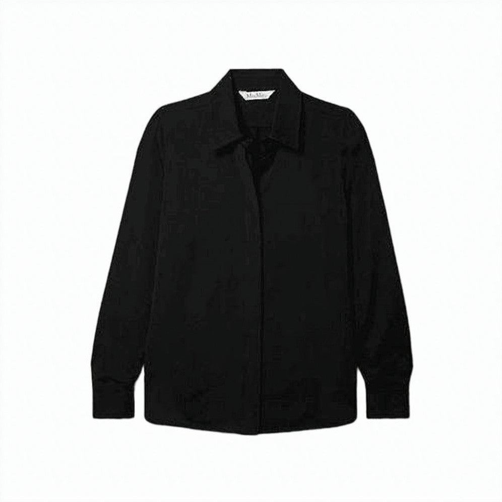 Max Mara Silk Minimalist Tunic With Classic Collar And Long Sleeves