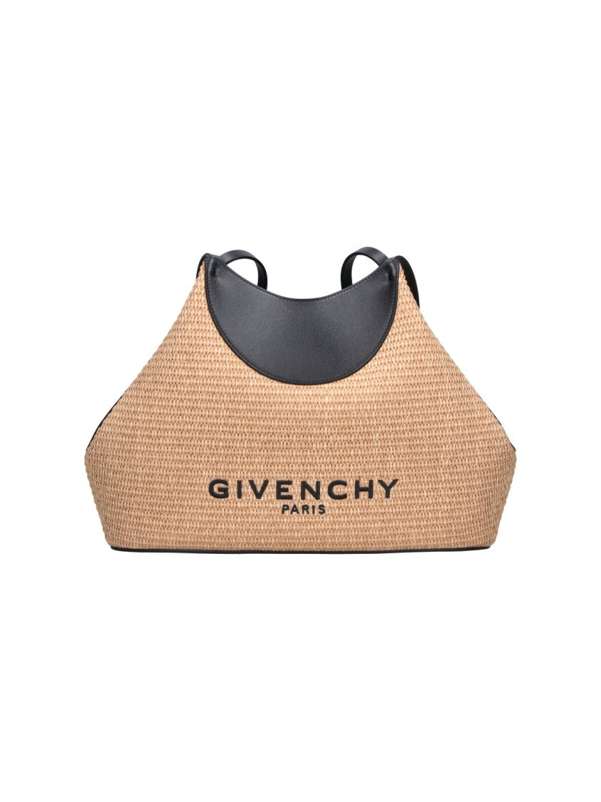 Givenchy Trapezoidal Tote Bag With Woven Beige Fabric