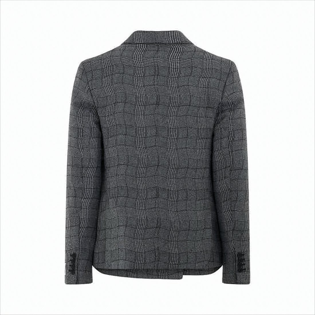 Kenzo Double-Breasted Grey Checkered Suit Jacket
