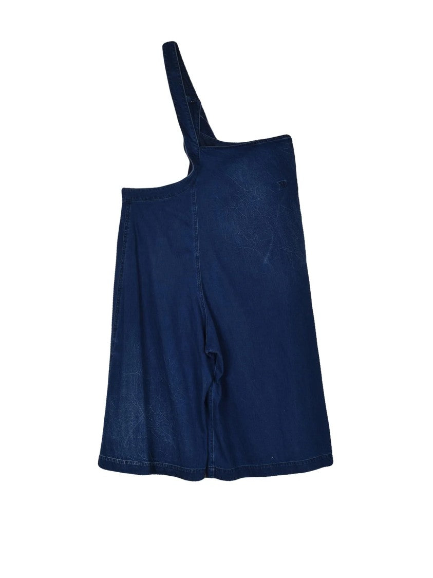 Yohji Yamamoto Blue Asymmetric High-Waisted Wide-Leg Cotton Pants