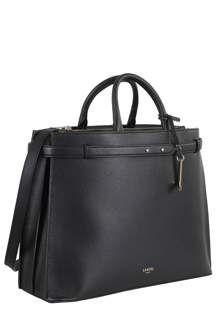 Lancel Structured Leather Handbag With Dual Compartment