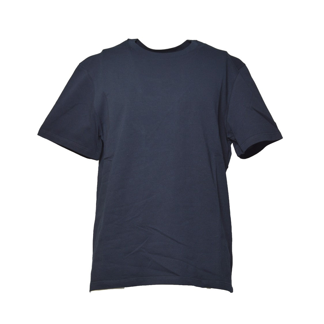 Jil Sander Blue Cotton T-Shirt With Leather Applique