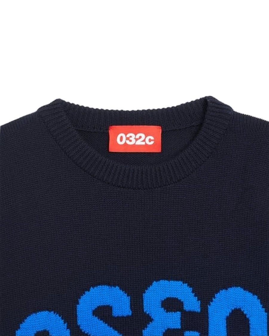 032C Relaxed Fit Black Merino Wool Sweater