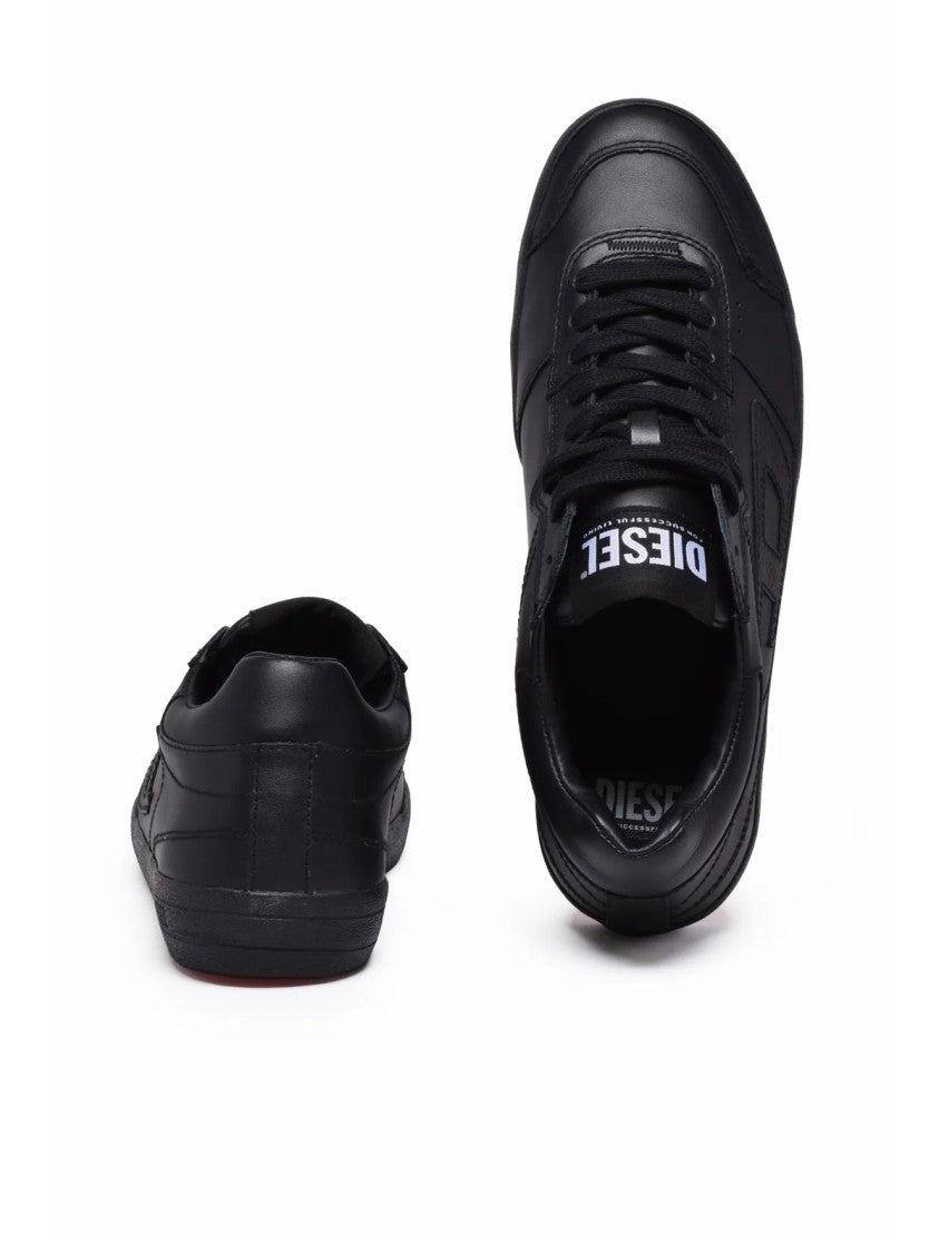 Diesel Black Leather Leroji Low Sneakers
