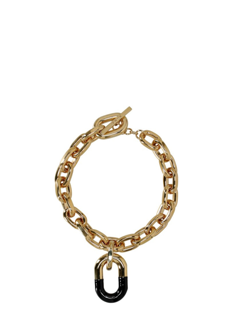 Rabanne Chunky Gold Chain Necklace With Rubber Pendant