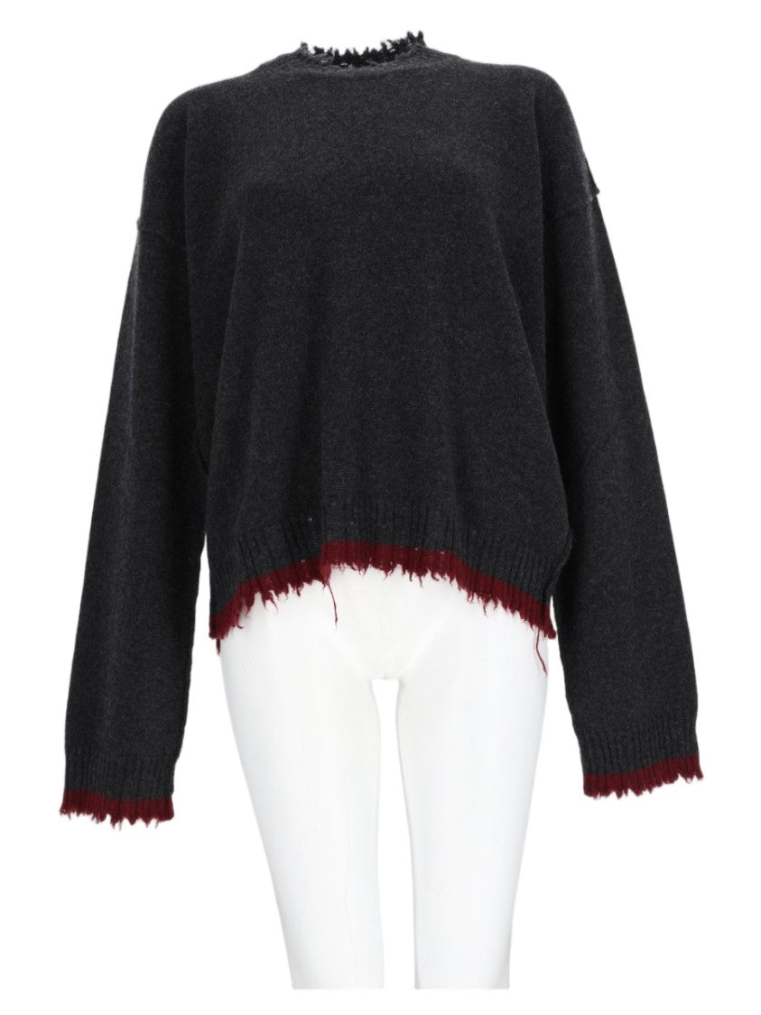 Uma Wang Charcoal Distressed Edge Cashmere Sweater