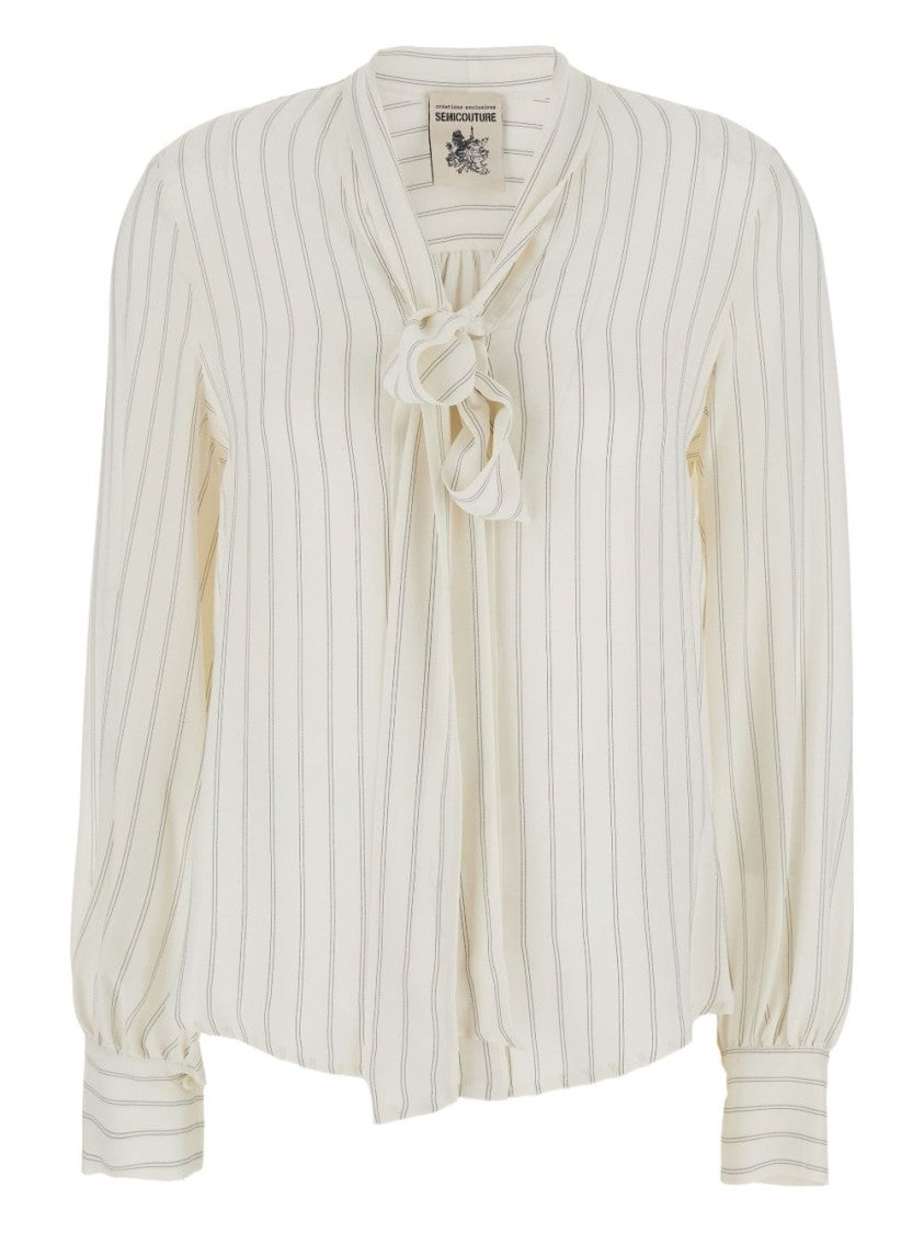 Semi Couture Beige Silk-Acetate Blend Blouse