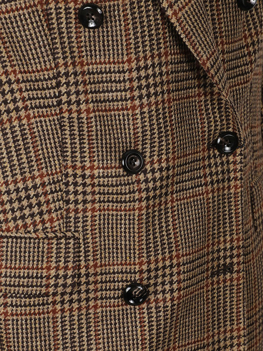 Tagliatore Double-Breasted Checkered Coat With Wide Lapels