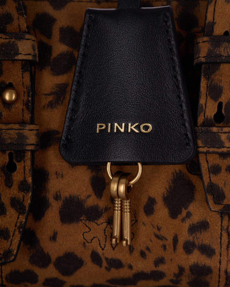 Pinko Bowling-Style Escape Bag In Suede With Decorative Lock