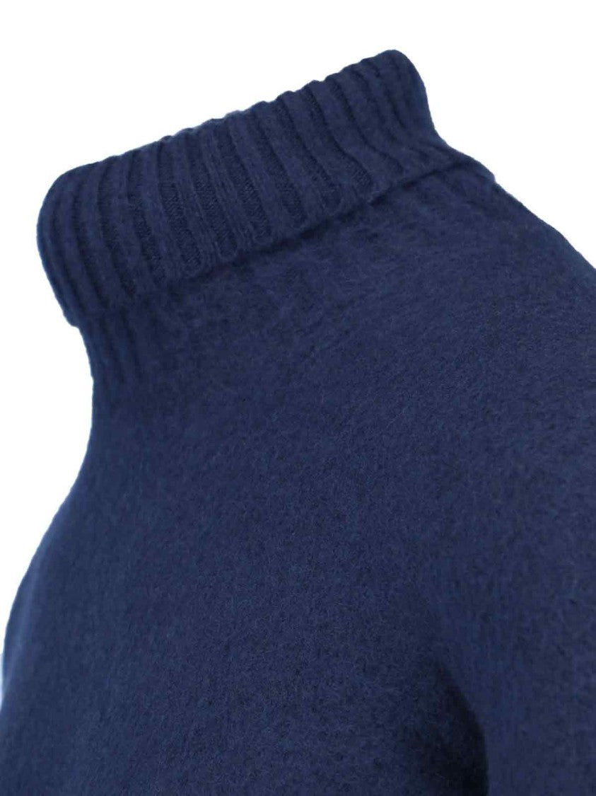 Drumohr Turtleneck Sweater In Blue Wool Navy Tones