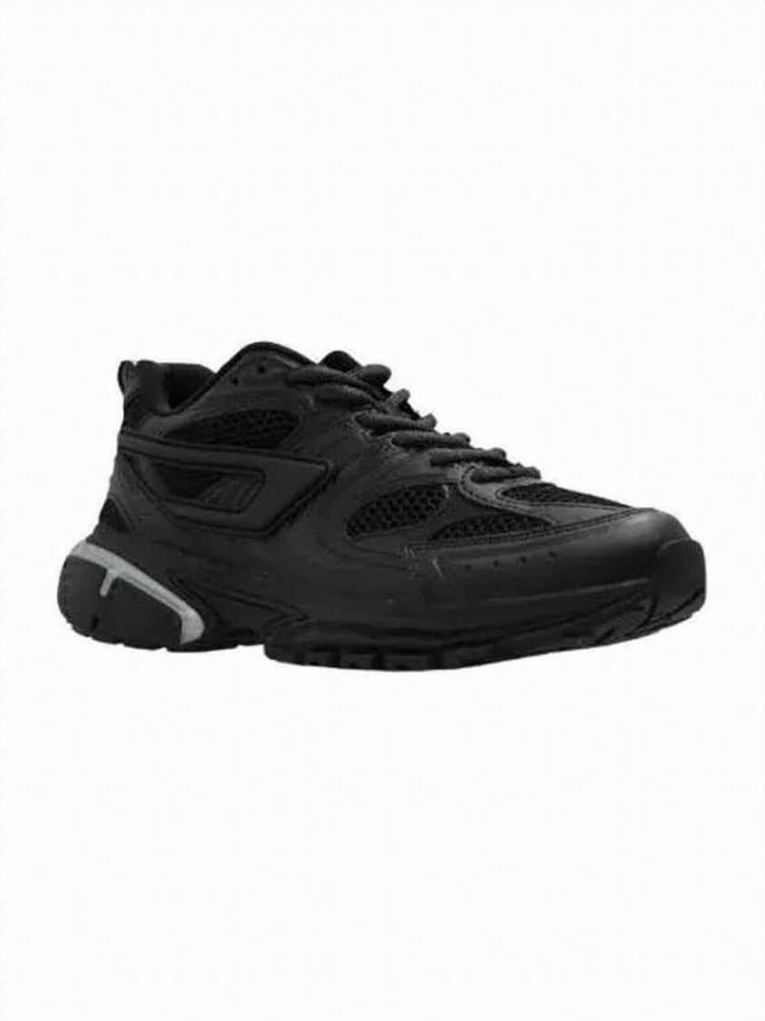 Diesel Black Low-Profile Sneakers With Mesh Overlays