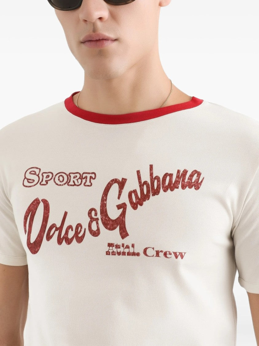 Dolce & Gabbana White Crew Neck Cotton Graphic T-Shirt