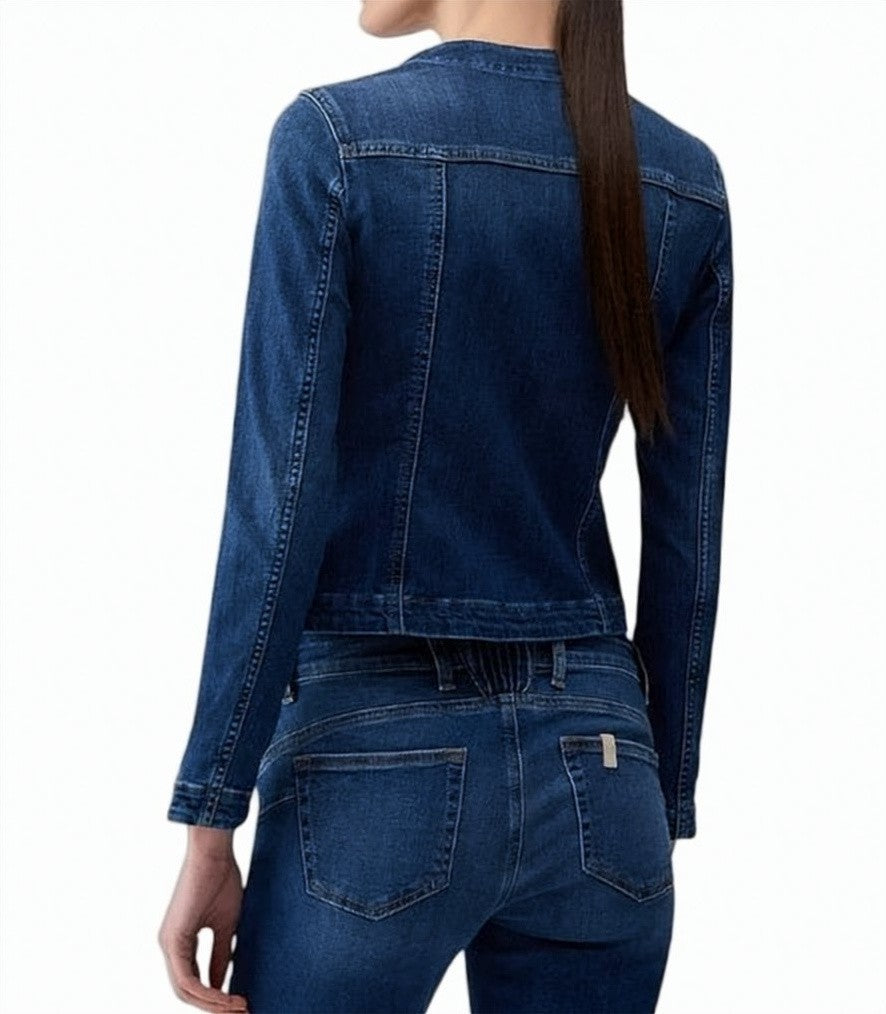 Liu Jo Faded Denim Mandarin Collar Jacket