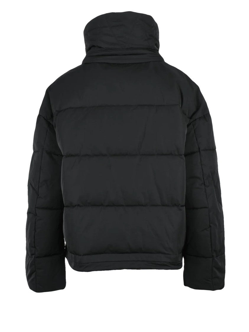 Oof Cropped Black Puffer Jacket With High Collar