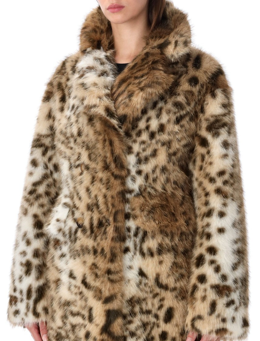 Sword Coat Eco Leo Leopard Print Faux Fur Coat