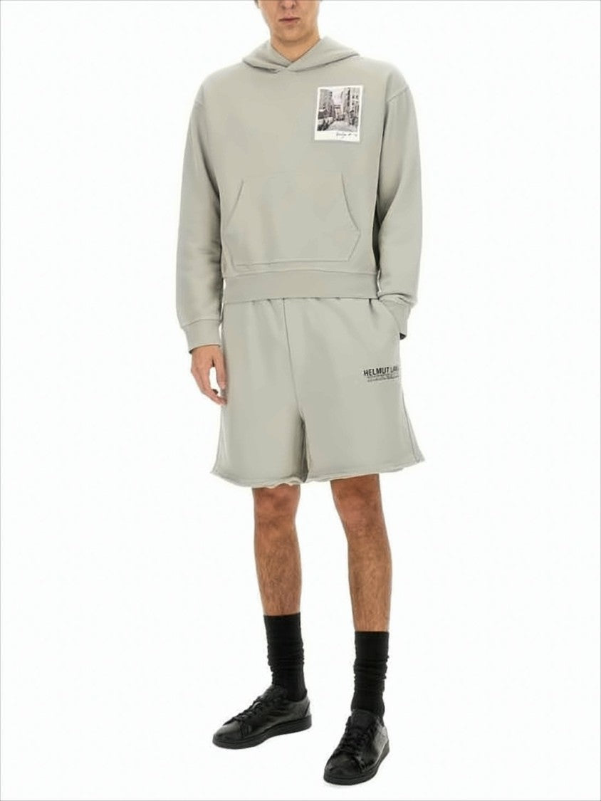Helmut Lang Relaxed Fit Grey Hoodie With Photographic Print