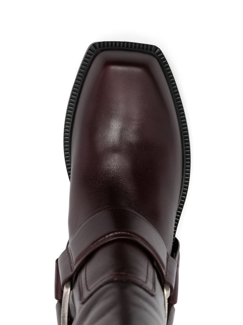 Vic Matié Sleek Leather Ankle Boots With Chunky Heel