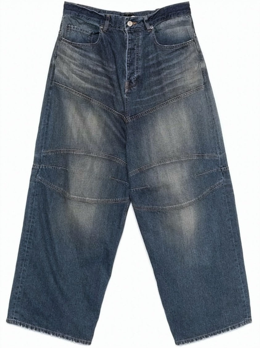 Balenciaga Wide-Leg Denim Pants With High Waist And Distressed Wash