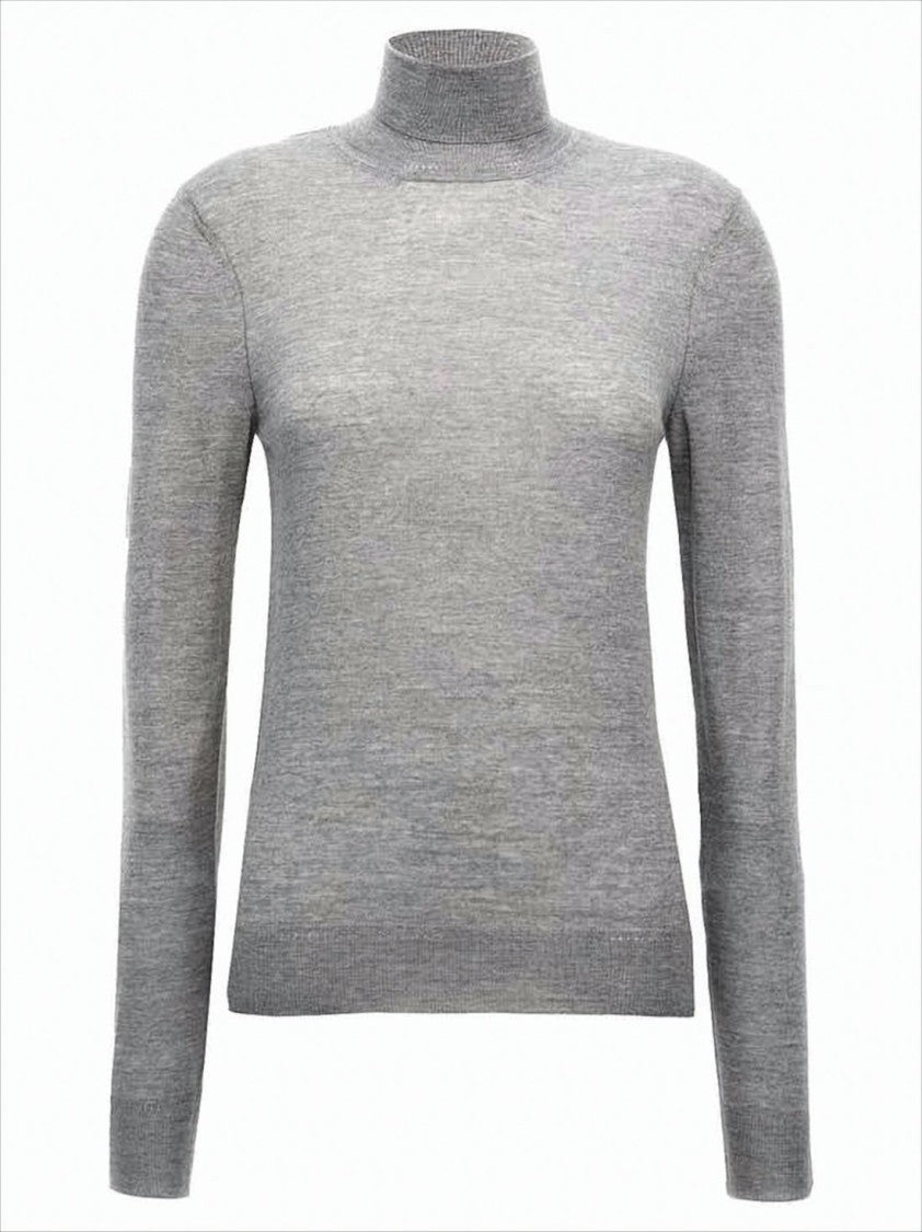 Saint Laurent Refined Grey Wool Turtleneck Sweater By Saint Laurent