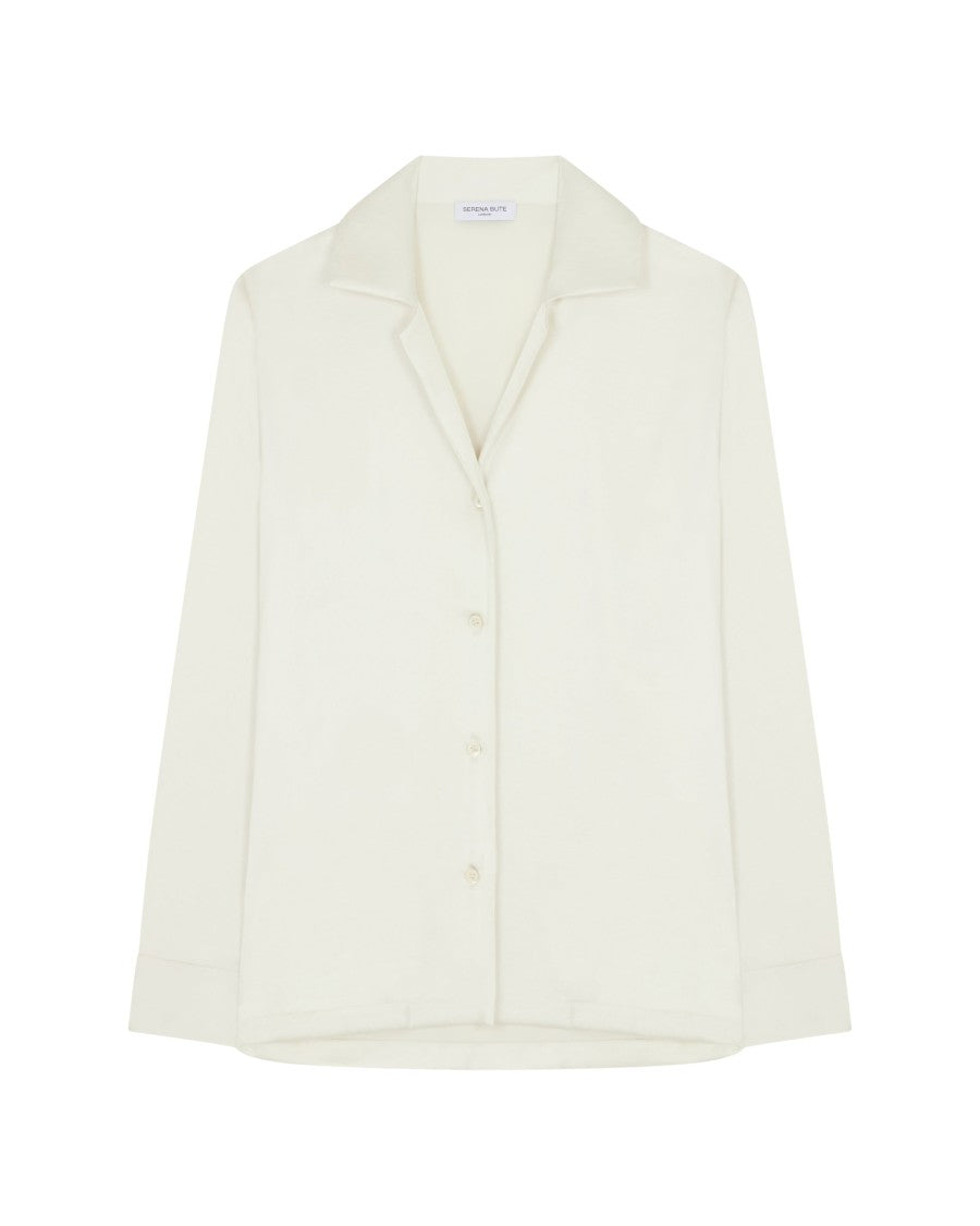 Serena Bute Satin Revere Collar Shirt - Ivory