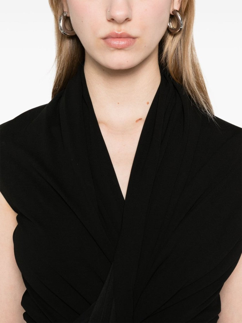 Balenciaga Draped Dress With Crossed V-Neckline